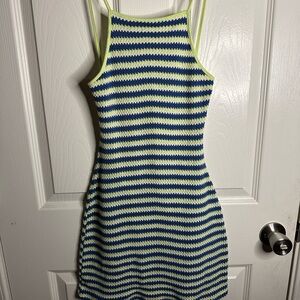 Double Zero Knit Dress in Blue and Green